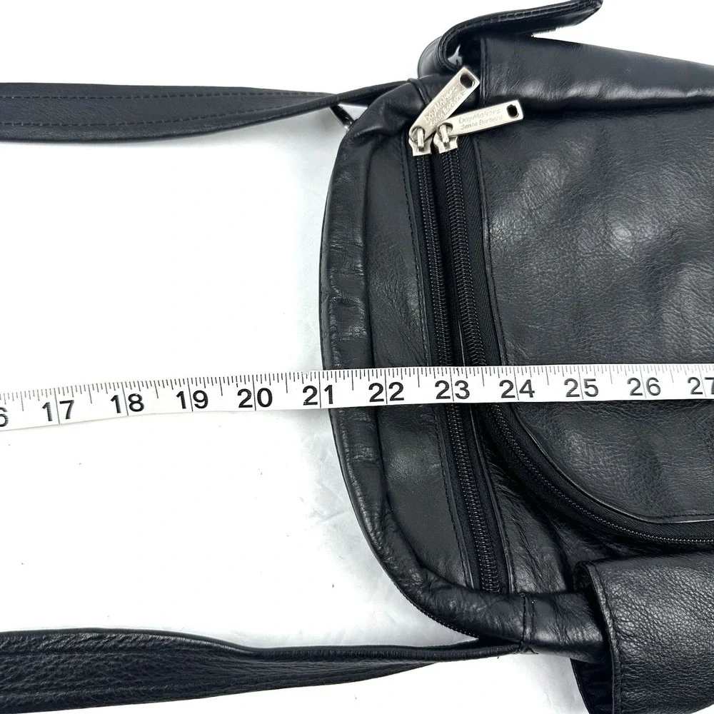 Day Makers Santa Barbara Crossbody Bag Black Leather Heavy Duty Anti Theft‎